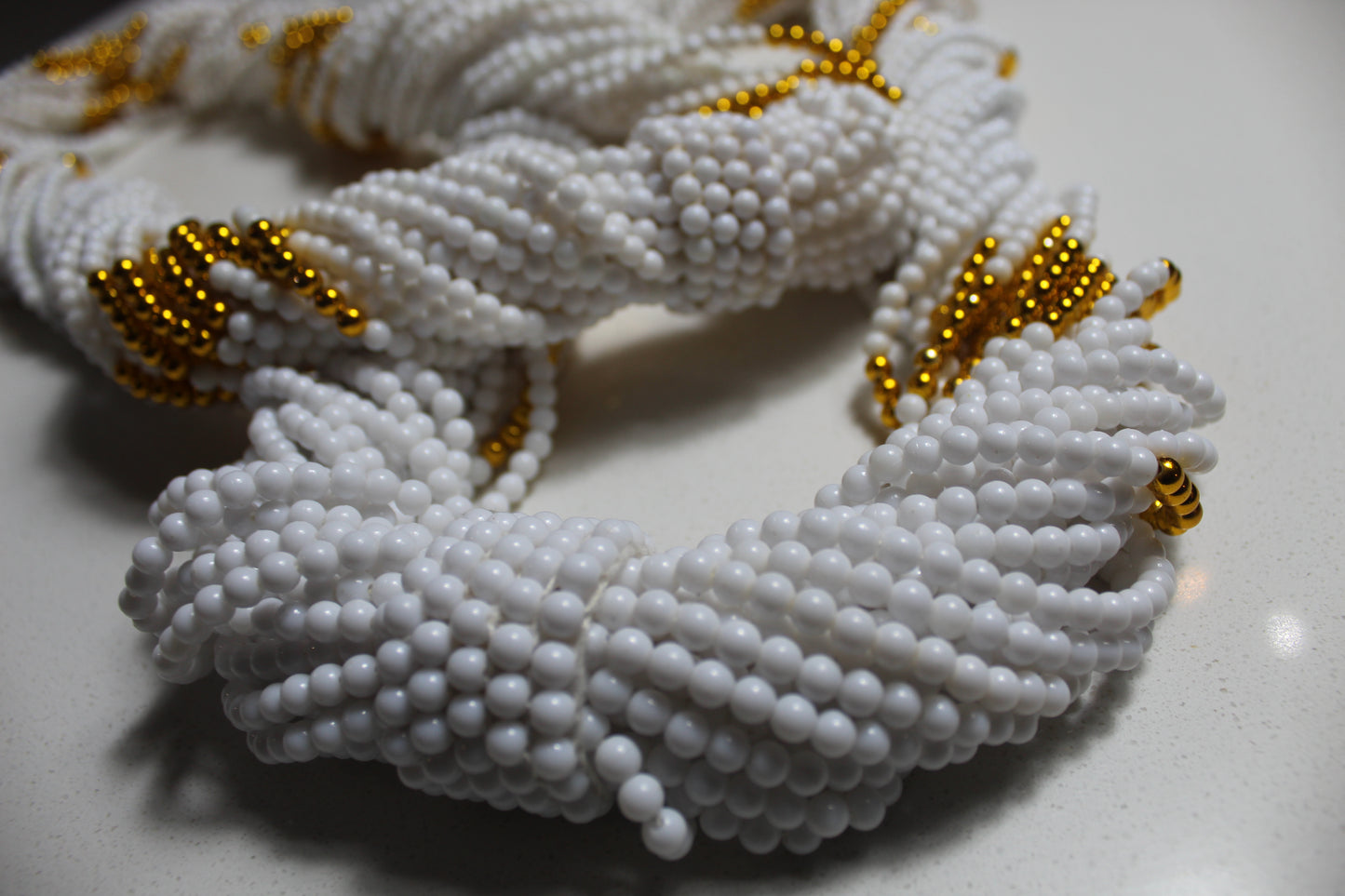 Rental Waist Beads : White & Gold