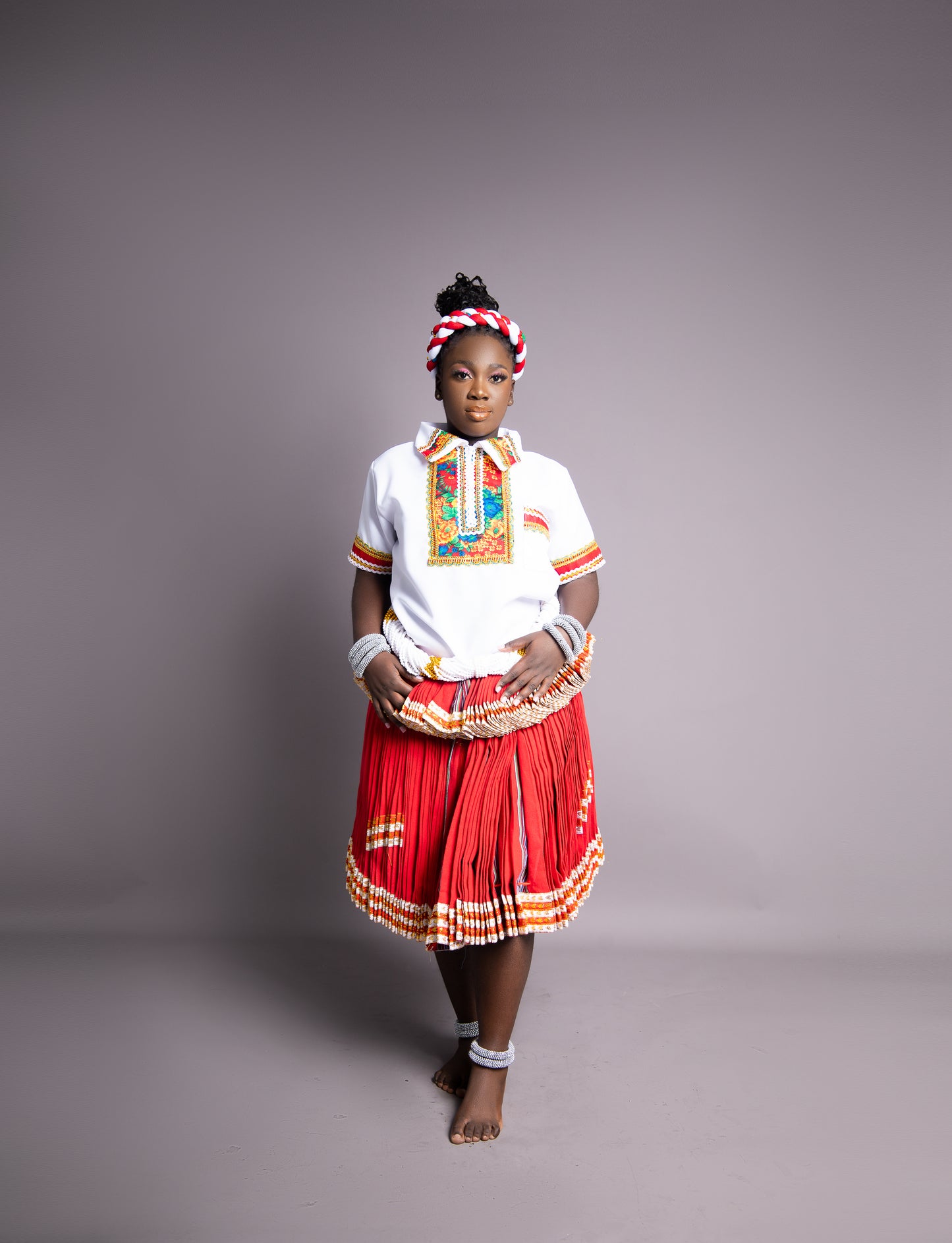 Full Bridal Set : Floral Red & White