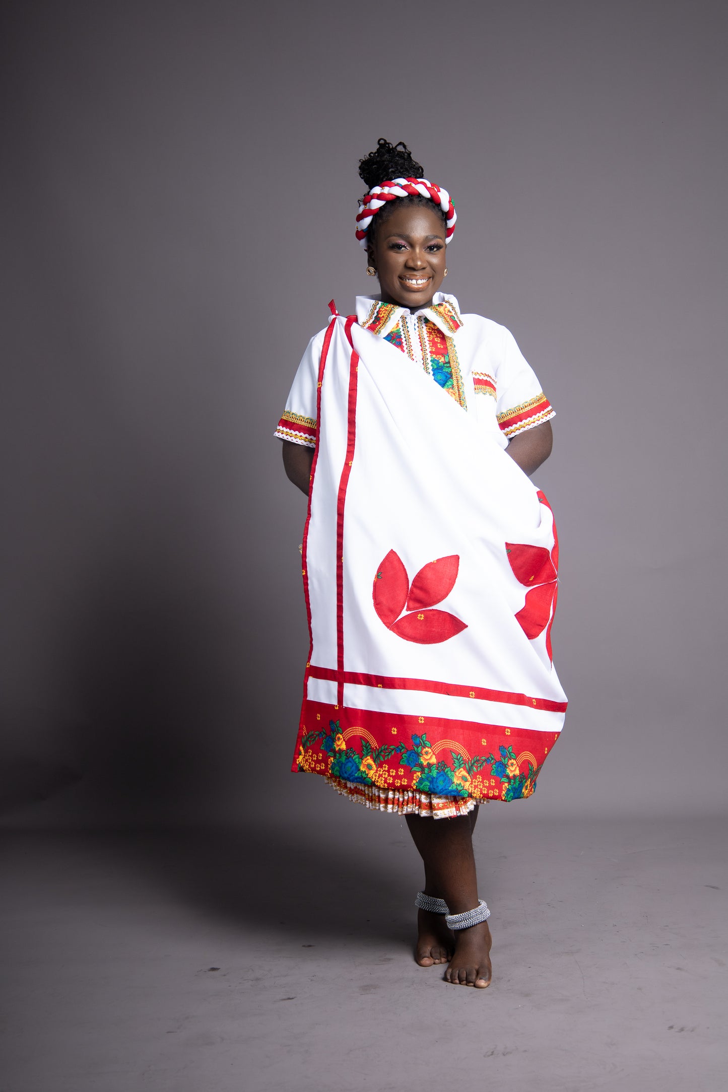 Floral Red & White Bridal Set