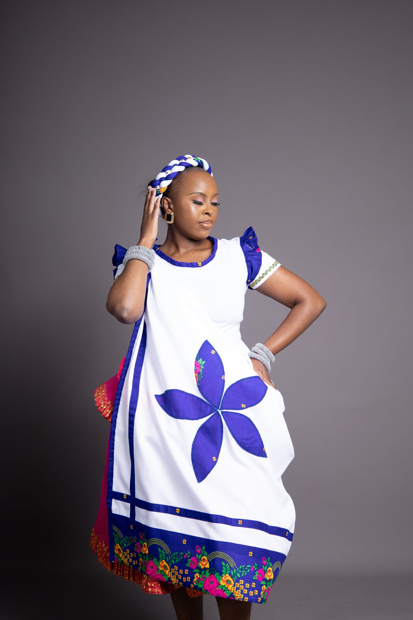 3 Piece Floral Blue & White Set