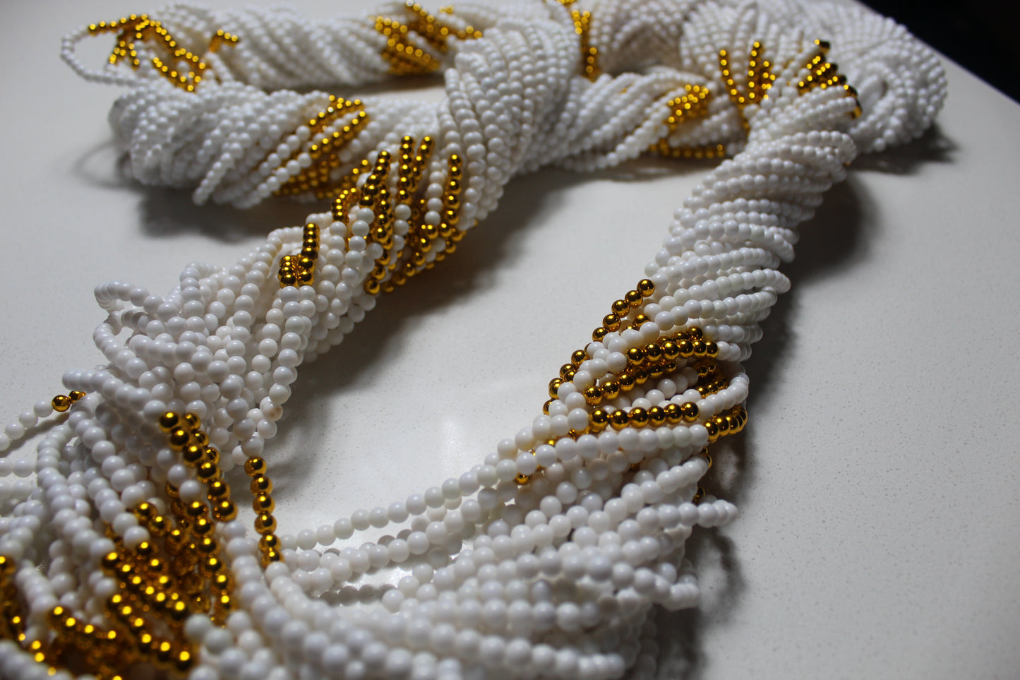Rental Waist Beads : White & Gold