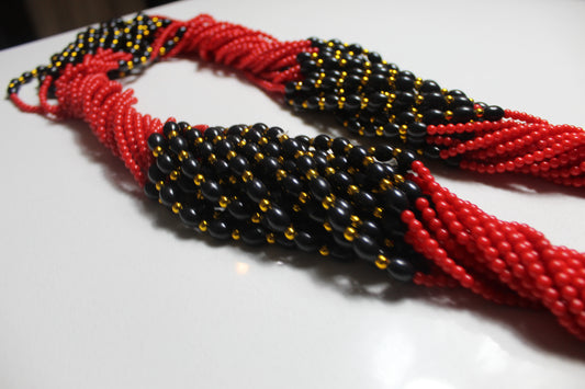 Rental Waist Beads : Red, Black & Gold