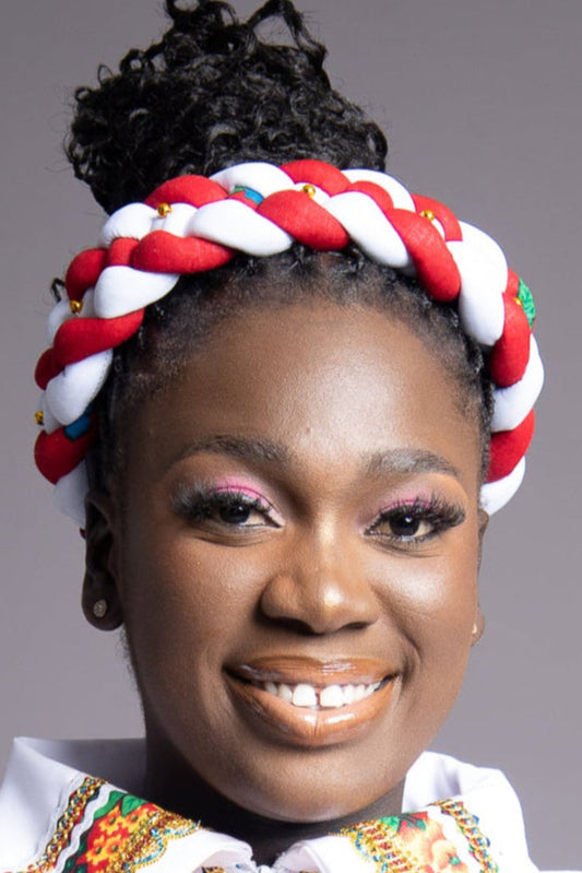 Headband : Floral Red & White