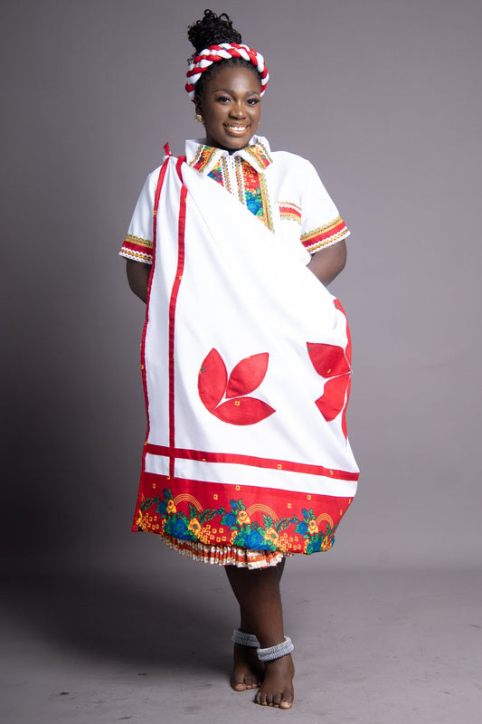 3 Piece Floral Red & White Formal Set