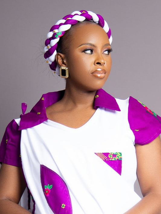 Rental Headband : White & Purple Floral