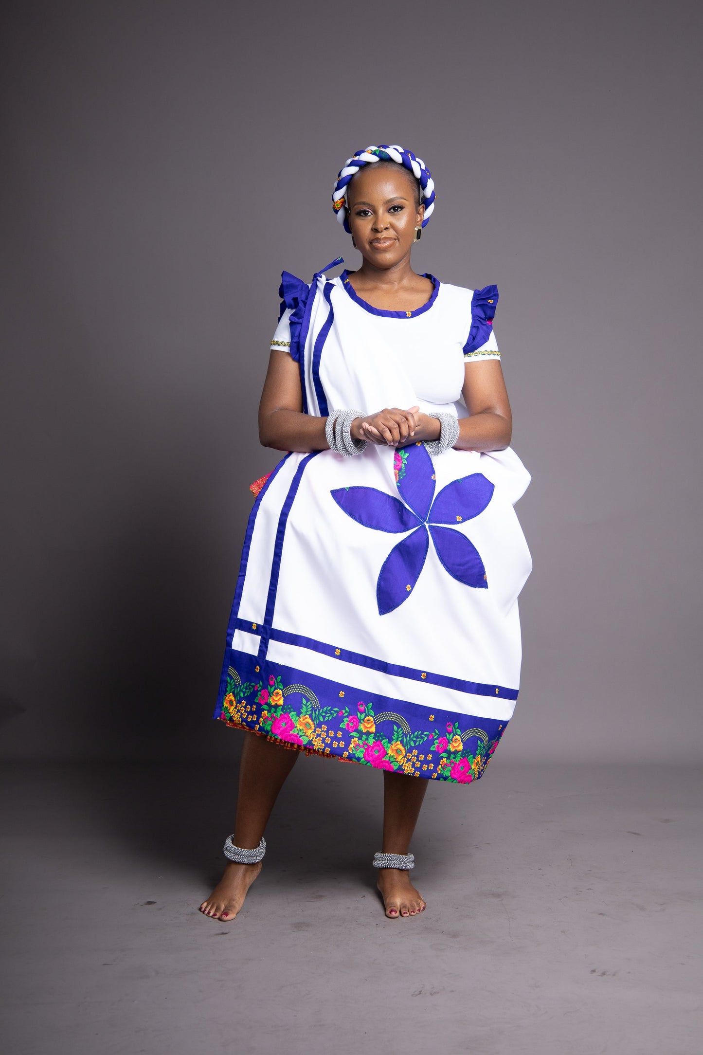 3 Piece Floral Blue & White Set