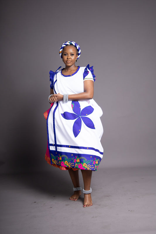 3 Piece Floral Blue & White Set